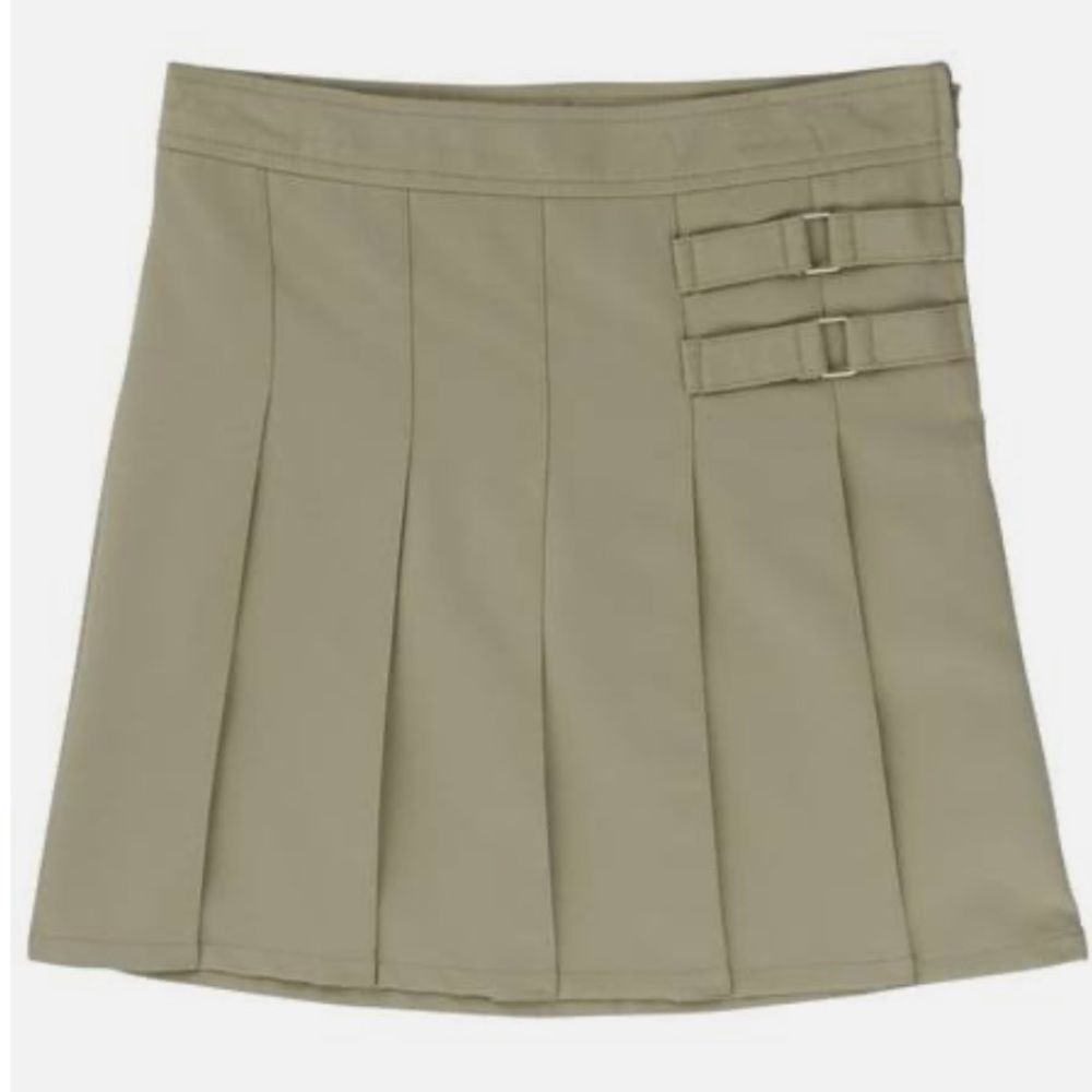 French Toast girls khaki 2 tab pleated uniform skirt scooter